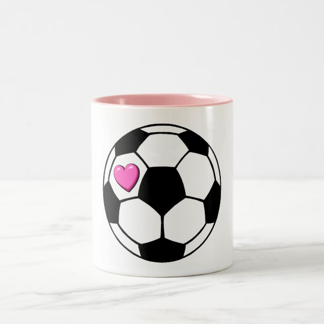 Taza Bicolor Rosa Hrt del balón de fútbol (Centro)