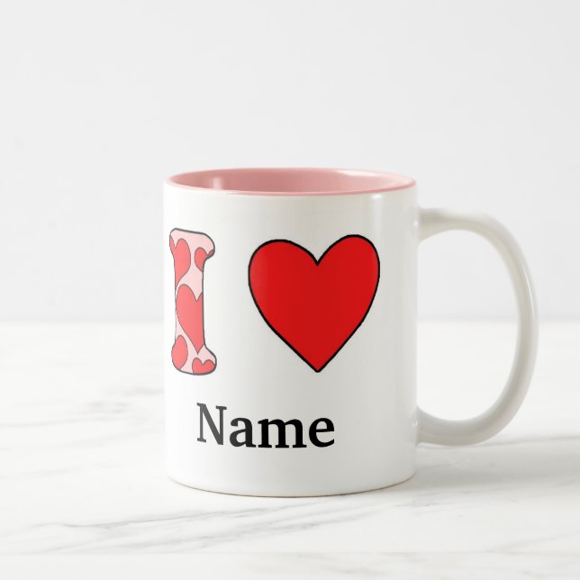 Taza Bicolor Rosa Me encanta personalizado (Derecha)