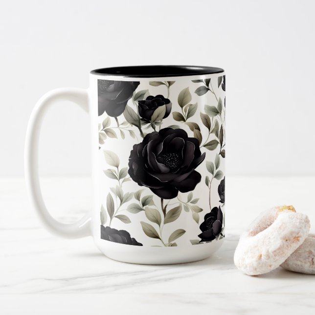 Taza Bicolor Rosa negro elegante (Con donut)