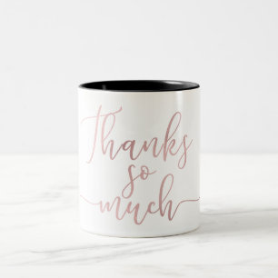 Taza Bicolor Rosa Oro Hoja Escritura Gracias Gracias Muchas