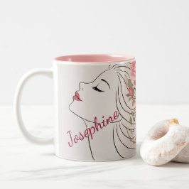 Taza Bicolor Rosa personalizada Floral Pelo Mujer Elegante