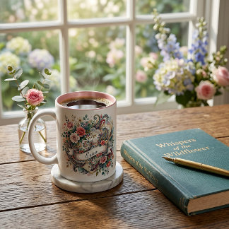 Taza Bicolor Rosa personalizado floral paisley
