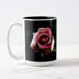 Taza Bicolor Rosa Pintada al Óleo