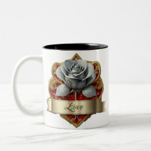 Taza Bicolor Rosa Plateada y Roja