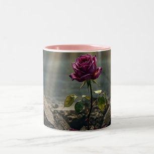 Taza Bicolor Rosa púrpura que desafía las probabilidades - Fuer