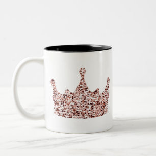 Taza Bicolor Rosa purpurina Clipart de la Corona de Oro Reina C