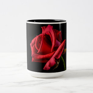 Taza Bicolor Rosa roja contra fondo negro