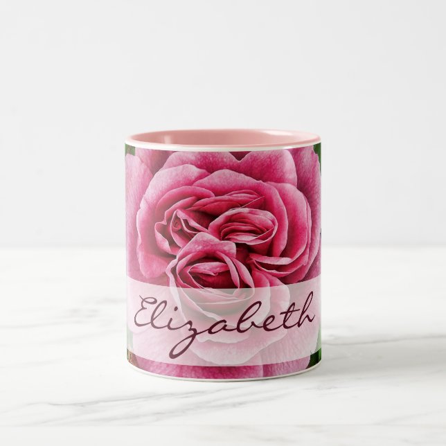 Taza Bicolor Rosa rosado personalizado (Centro)