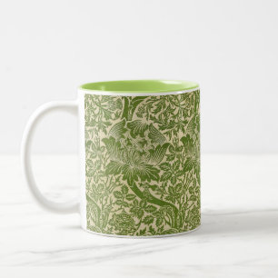 Taza Bicolor Rosa y Cardo Floral Verde de William Morris
