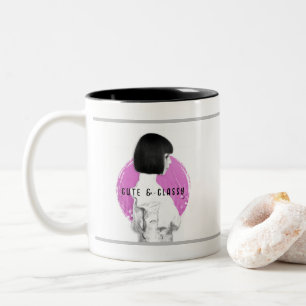 Taza Bicolor Rosa y negro Chica de clase y clase