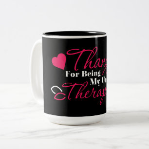 Taza Bicolor ¡Rosado-Gracias blancas por ser mi terapeuta sin