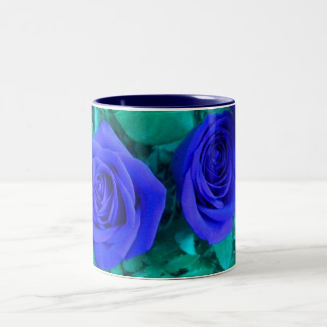 Taza Bicolor Rosas azules Mug (Centro)
