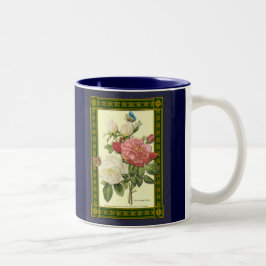 Taza Bicolor Rosas botánicos de color blanco rojo Coffee Mug