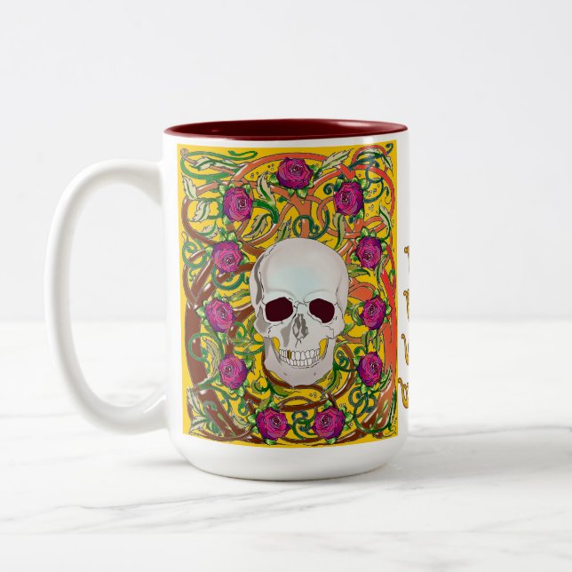 Taza Bicolor Rosas con cráneo (Izquierda)