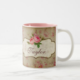 Taza Bicolor Rosas de Shabby Mug Personalizado