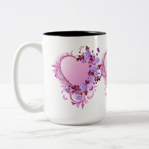 Taza Bicolor Rosas en cascada Lavender Heart