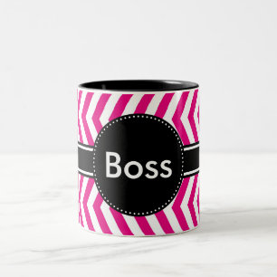 Taza Bicolor Rosas fuertes y Chevron blanco minúsculo