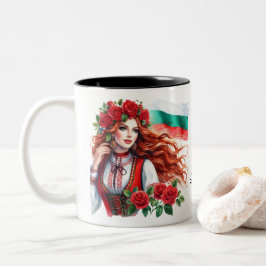 Taza Bicolor Rosas rojas búlgaras de la tradición de la bandera