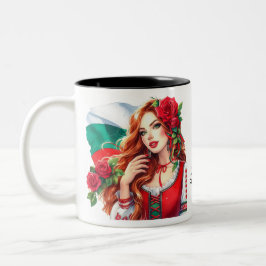 Taza Bicolor Rosas rojas búlgaras de la tradición de la bandera
