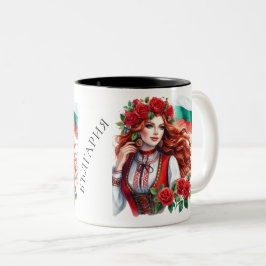 Taza Bicolor Rosas rojas búlgaras de la tradición de la bandera
