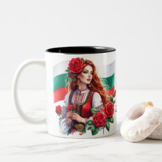 Taza Bicolor Rosas rojas búlgaras de la tradición de la bandera