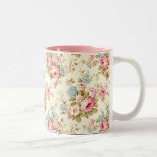 Taza Bicolor Rosas románticos de inglés rosado en amarillo páli