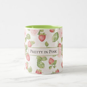 Taza Bicolor Rosas rosadas fresas Personalizado