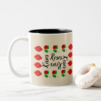 Taza Bicolor Rosas y besos mug