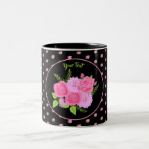 Rosas y Dahlias Black Two-Tone Coffee Mug