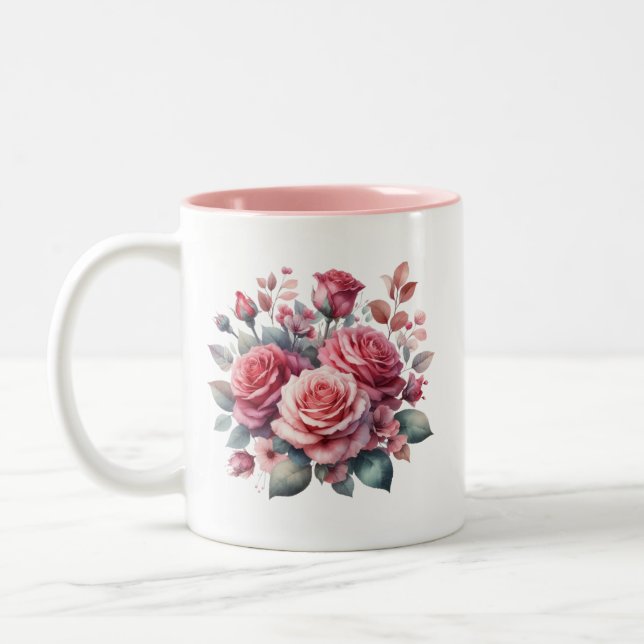 Taza Bicolor Rose Bouquet Floral Design-62101 (Izquierda)