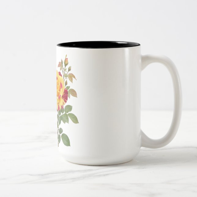 TAZA BICOLOR ROSE FLOWER DESIGN (Derecha)