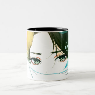 Taza Bicolor rostro de mujeres abstracto
