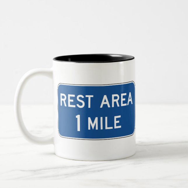 Taza Bicolor Rótulo de carretera de área de descanso (Izquierda)