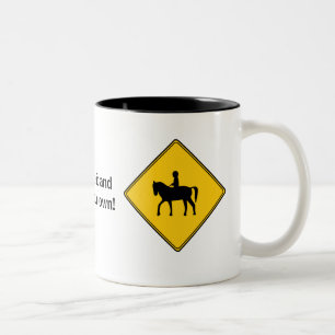 Taza Bicolor Rótulo de carretera - Horseback Rider Mug