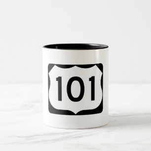 Taza Bicolor Rótulo de la ruta 101 de los E.E.U.U.