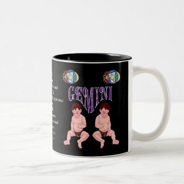 Taza Bicolor Rótulo de nacimiento de Gemini Zodiac Mug (Derecha)