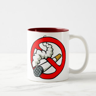 Taza Bicolor Rótulo de no fumadores del dibujo animado
