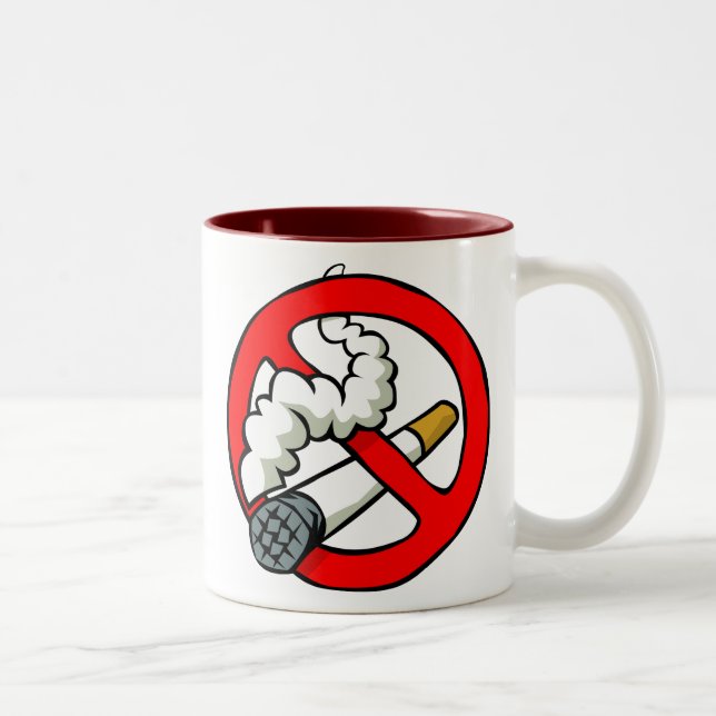 Taza Bicolor Rótulo de no fumadores del dibujo animado (Derecha)