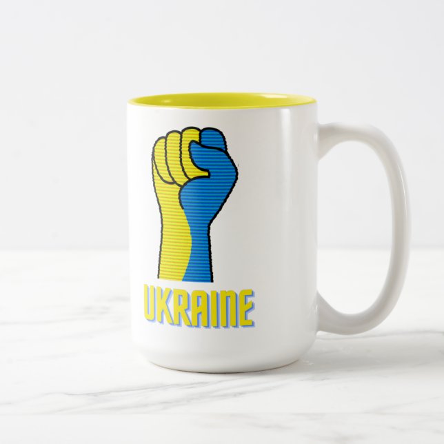 Taza Bicolor Rótulo de puño desafiante de Ucrania (Derecha)