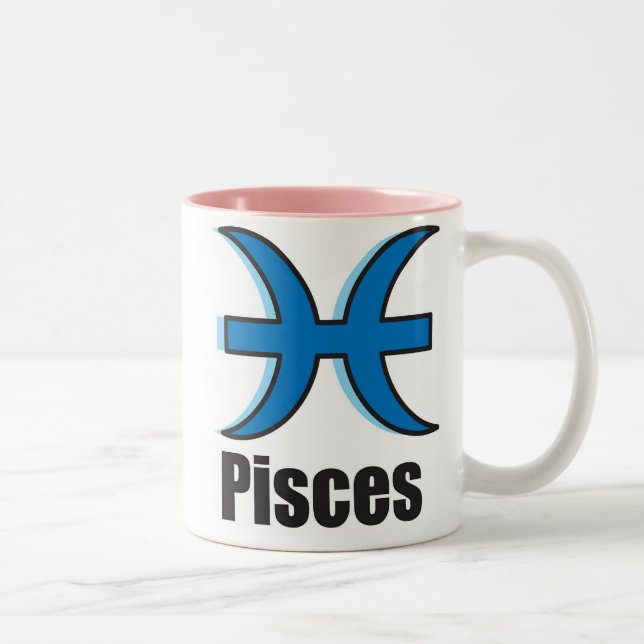 Taza Bicolor Rótulo del zodiaco de Piscis (Derecha)