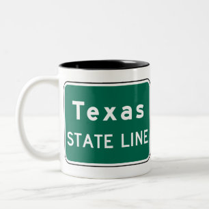 Taza Bicolor Rótulo Estatal de Línea de Carretera de Texas