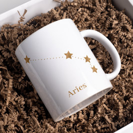 Taza Bicolor Rótulo Zodiac moderno Aries Gold | Incendio de ele