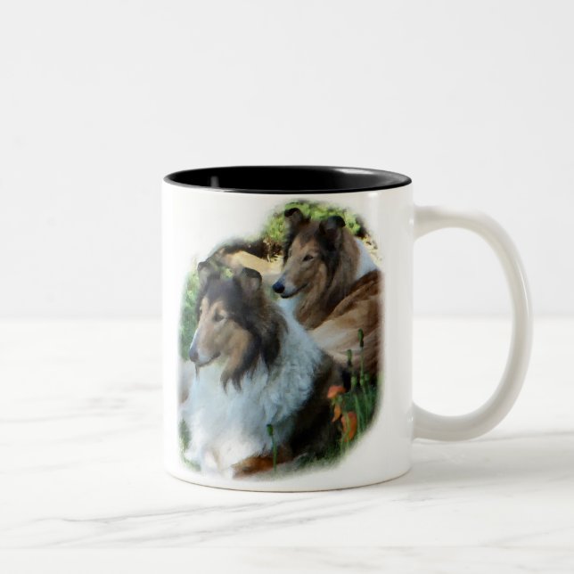 Taza Bicolor Rough Collie Art Gifts (Derecha)