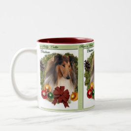 Taza Bicolor Rough Collie Navidades Regalos