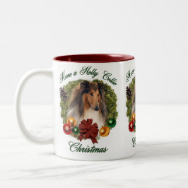 Taza Bicolor Rough Collie Navidades Regalos