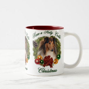 Taza Bicolor Rough Collie Navidades Regalos