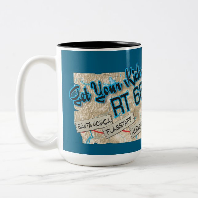 Taza Bicolor route 66 get your kicks mug 26bluebg (Izquierda)