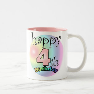 Taza Bicolor Roze Happy 4º cumpleaños