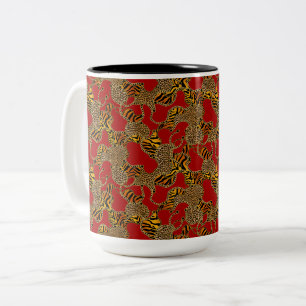 Taza Bicolor Rubí Leopardo Barra Barroco de Lujo