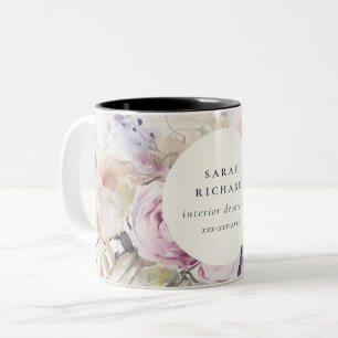Taza Bicolor Rubor Lilac Watercolor Rosa Floral Bunch Business